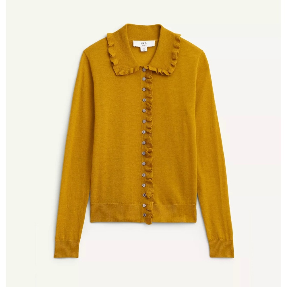 Zara 100% Wool Limited Edition Ruffled Cardigan